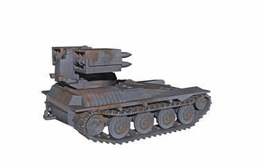 Fototapeta na wymiar Panzerfahrzeug mit Raketenwerfer