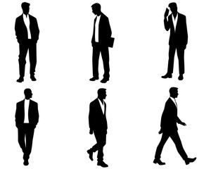 Men silhouettes on white