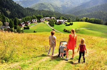 Fototapeta na wymiar Family in Tatras mountains, Slovakia