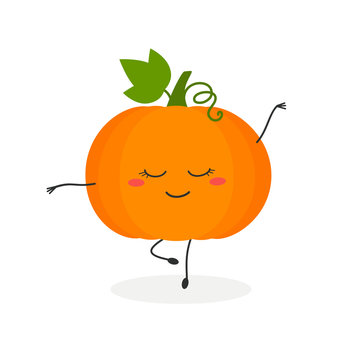 Funny cartoon pumpkin ballerina