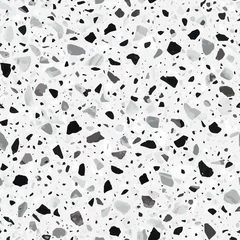 Gordijnen Terrazzo flooring vector seamless pattern in light grey colors with accents. Classic italian type of floor in Venetian style composed of natural stone, granite, quartz, marble, glass and concrete © lalaverock