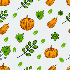 pumpkin vegetable seamless pattern vector illustration