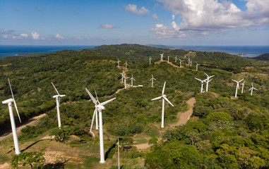 Wind Turbines On Caribbean Island