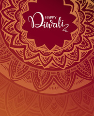 Happy Diwali lettering wallpaper design template. illustration of burning Diwali diya oil lamp for light festival of India.