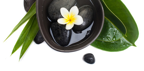 spa tropical objects for healthy therapy on white background. Top view