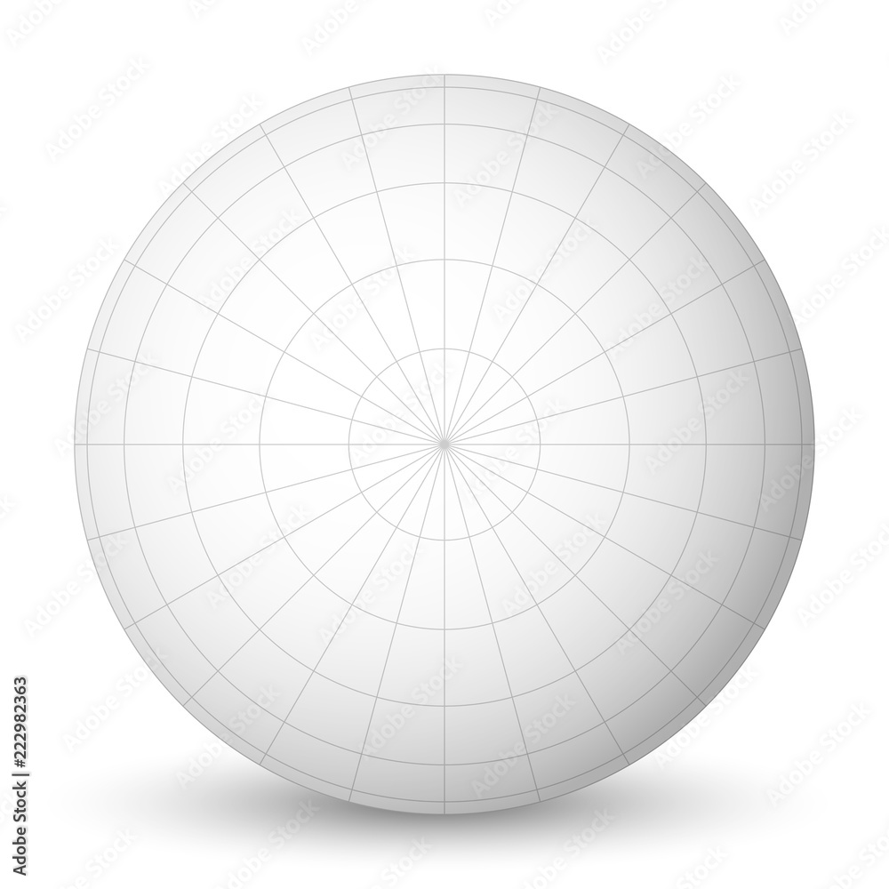 Canvas Prints Pole view of blank planet Earth white globe with grid of meridians and parallels, or latitude and longitude. 3D vector illustration. - Canvas Prints