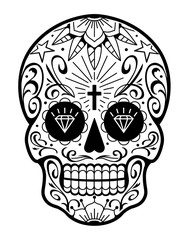Vector Mexican Skull with Patterns