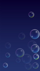 ubble with Hologram Reflection. Set of Realistic Water or Soap Bubbles for Your Design.