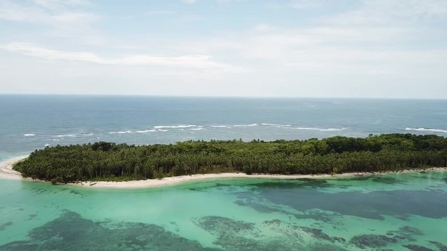 Aerial panshot of desolated island with jungle in Panama