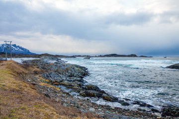 Fototapeta na wymiar Rocks on the Atlantic road in Norway 