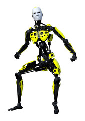 3D Rendering Male Robot on White