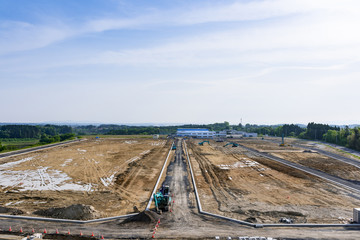 宮城の工業団地造成中工事現場