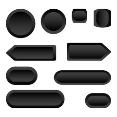Set of black buttons differents shapes. Vector illustration