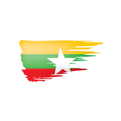 Myanmar flag, vector illustration on a white background.