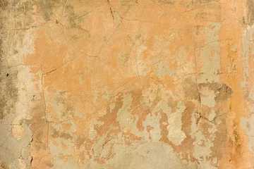 Keuken foto achterwand Verweerde muur textuur van oude peeling gele gips
