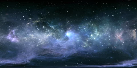 360-Grad-Weltraumnebel-Panorama, gleichwinklige Projektion, Umgebungskarte. Sphärisches HDRI-Panorama. Weltraumhintergrund mit Nebel und Sternen © Peter Jurik