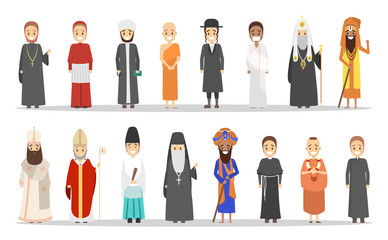 People of different religion. Collection of religious men