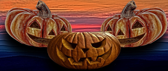 Pumpkins with the traditional form of traditional halloween party