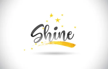 Foto op Plexiglas Shine Word Vector Text with Golden Stars Trail and Handwritten Curved Font. © twindesigner