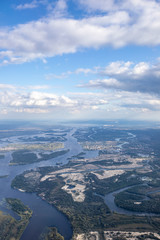Aerial View Earth Landscape From Plane.