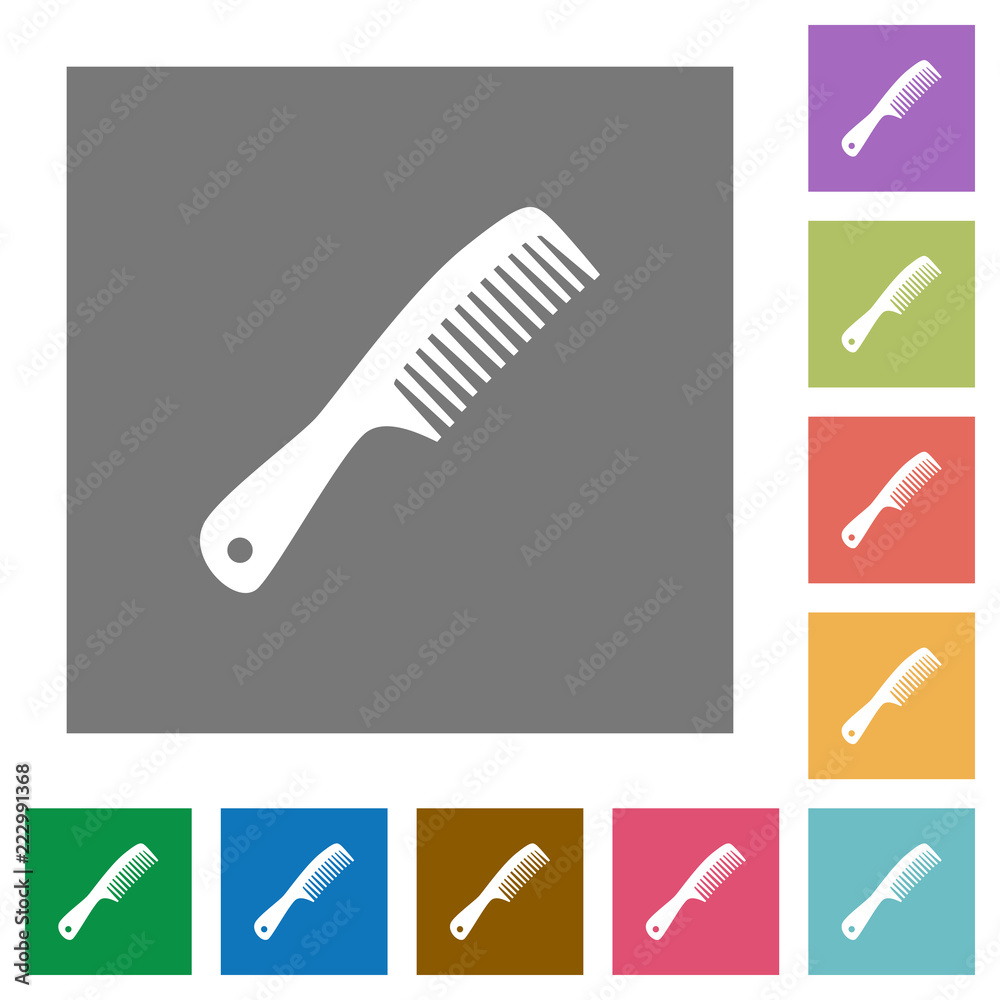 Poster comb with handle square flat icons