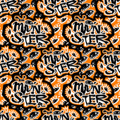 Monsterfunky seamless rough grunge pattern, modern design template.