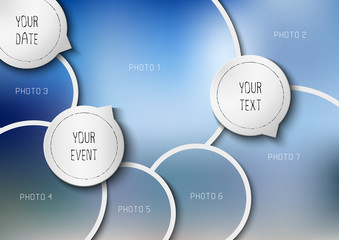 Template for photo collage in modern style. Frames for clipping masks is in the vector file. Template for a photo album with circle shapes frames