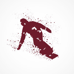 Snowboarder-tâches rouges