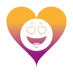 Love emoticon in bubble rainbow lines