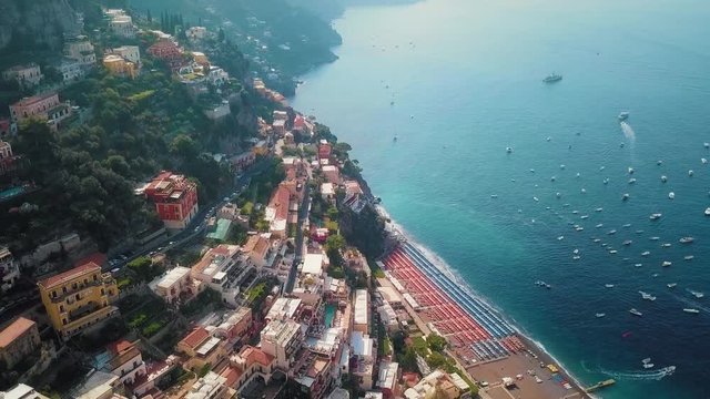 Perfect View of the Luxury Positano, Amalfi Coast Aerial Shot 