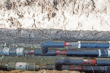 Pipes in the Earthen Trench  for Heating System