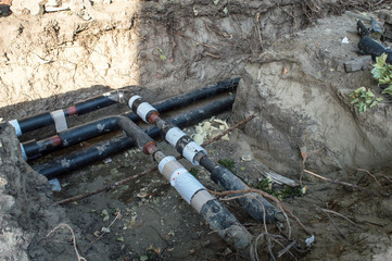 Pipes in the Earthen Trench  for Heating System