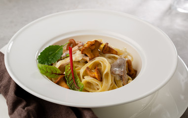 Italian pasta with chanterelles