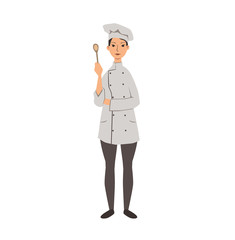 Lady chef on a white background. Colorful flat vector illustration. Isolated on white background.