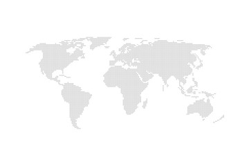 Grey dotted world map vector flat design.