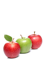 three apples isolated on white background