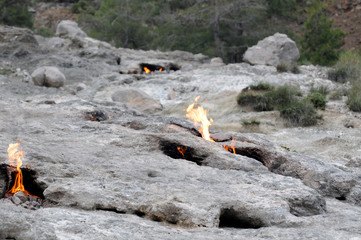Natural fire between rock - Chimera Mount