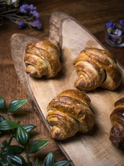Fresh croissant a flaky, viennoiserie pastry.