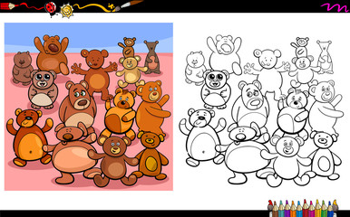 teddy bears characters group coloring book