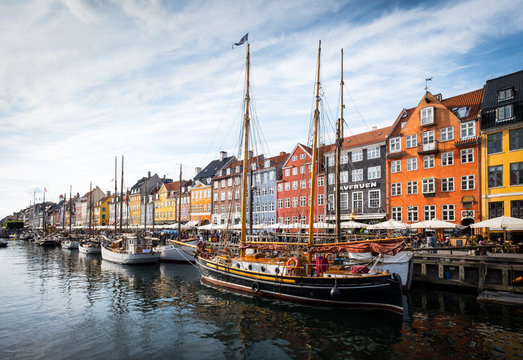Nyhaven waterfront canal in Copenhagen Denmark