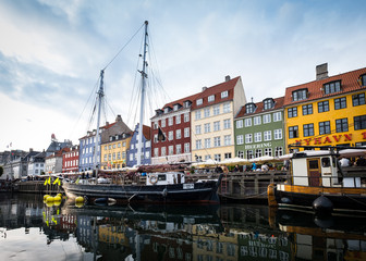 Fototapeta na wymiar Nyhaven waterfront canal in Copenhagen Denmark