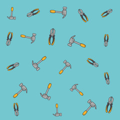 Hammers and pliers pattern background