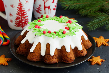 New Year fruit cupcake with icing.