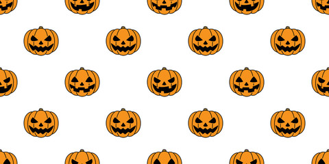 pumpkin seamless pattern vector Halloween ghost scarf isolated repeat wallpaper tile background