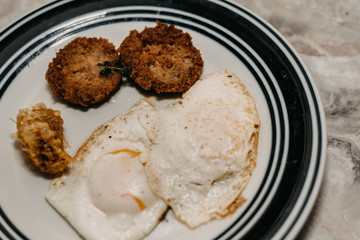 Sausage and eggs with a side of honeycomb