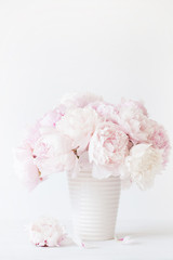 beautiful pink peony flowers bouquet in vase