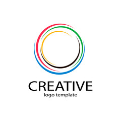 Creative circle colorful logo symbol web geometric icon. Decorative modern design art emblem banner vector on isolated white background.