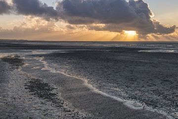 Crépuscule en Baie de Somme à marée basse