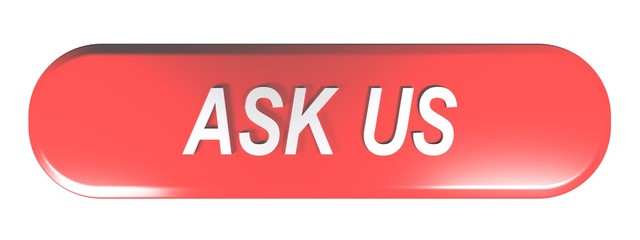 Red rounded rectangle push button ASK US - 3D rendering