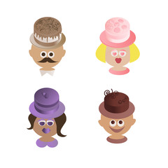 hats in the shape of a cake